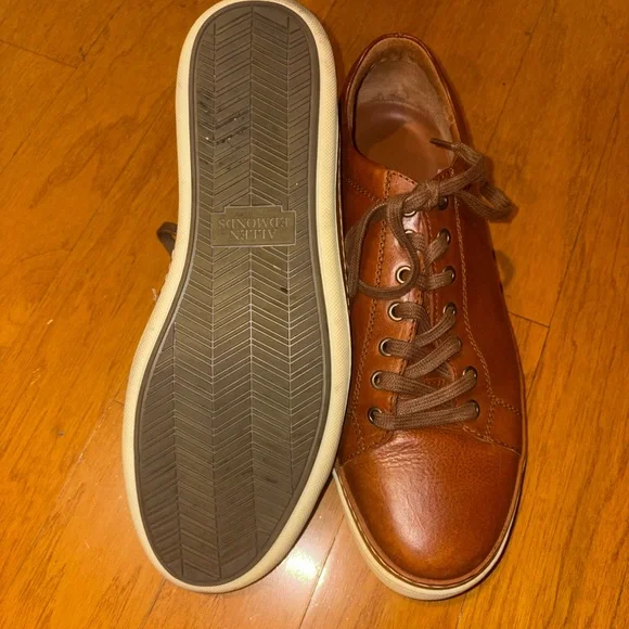 Allen Edmonds Tan Leather Sneakers with Fly Foam Inserts Made in Portugal - Picture 6 of 10